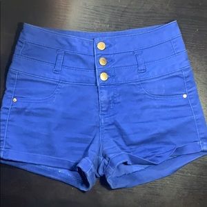 Blue High-Waisted Shorts